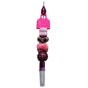 Fancy Pink Beaded Bling Rhinestone Fur Gem Picker Wax Tip Tool